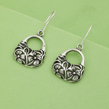 MAIRA Carved Classic 925 Sterling Silver Traditional Anitique Hoop Earrings for Women