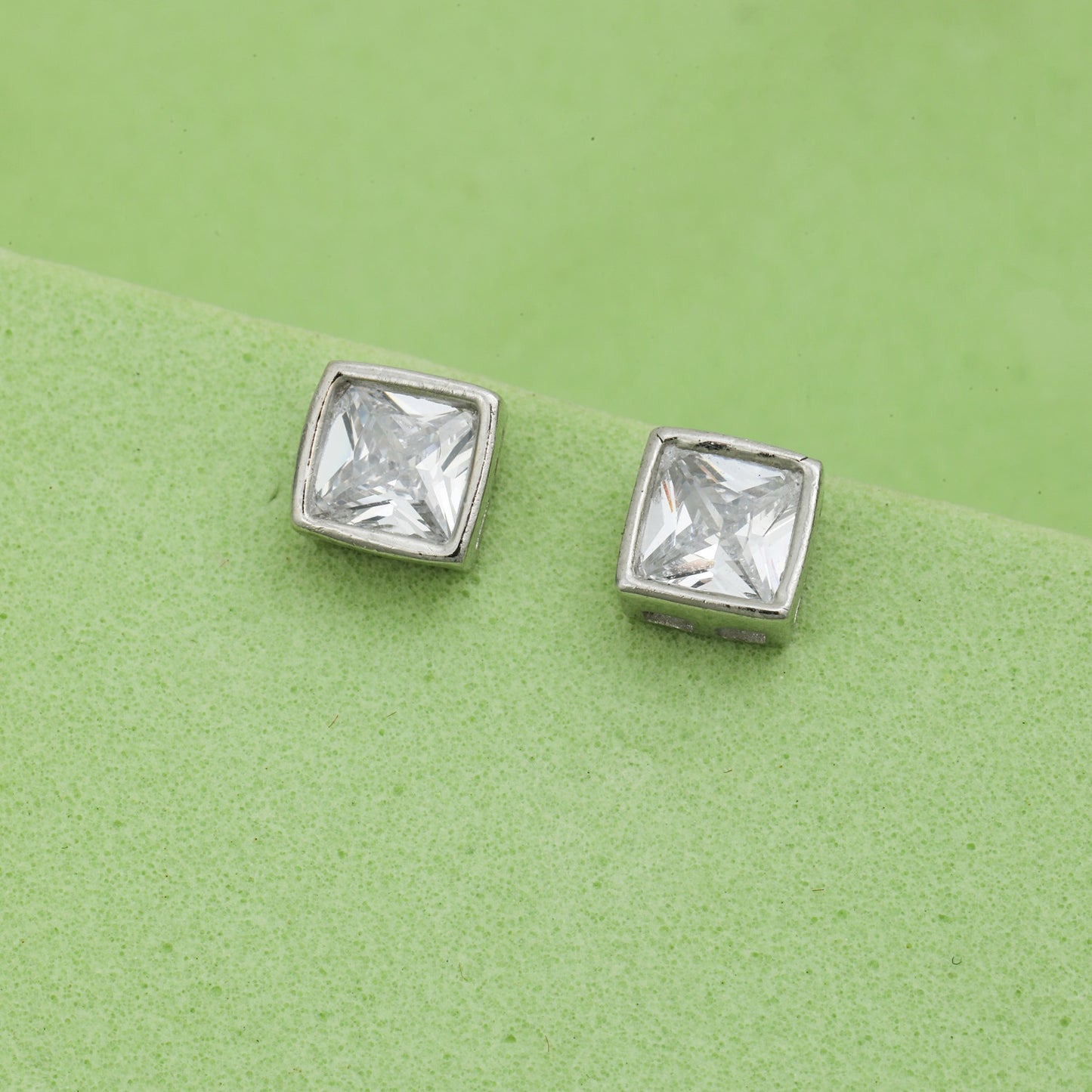 MAIRA Single Stone Square Stud 925 Sterling Silver Earrings Set Gifts for Girls
