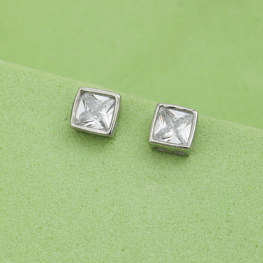 MAIRA Single Stone Square Stud 925 Sterling Silver Earrings Set Gifts for Girls