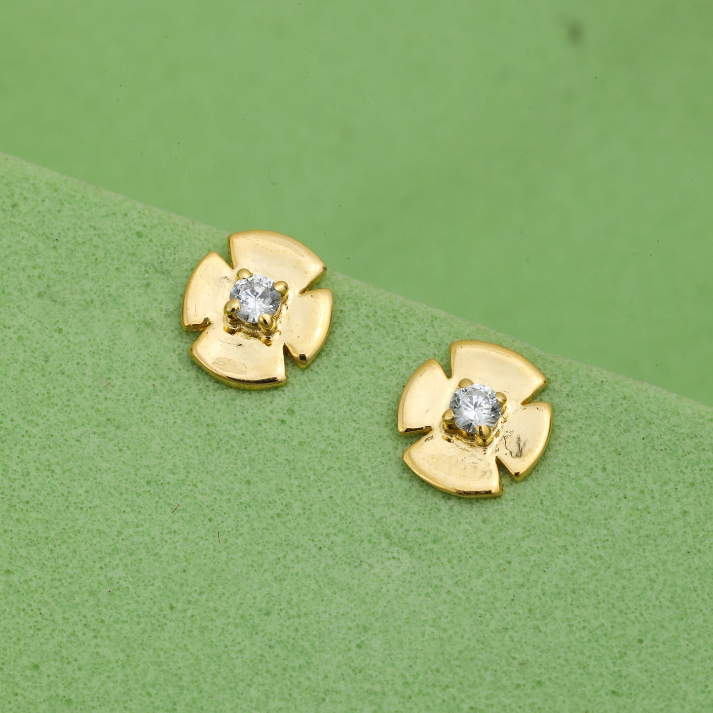 MAIRA 925 Sterling Silver 18K Gold Plated Studs Earrings for Women / Girls