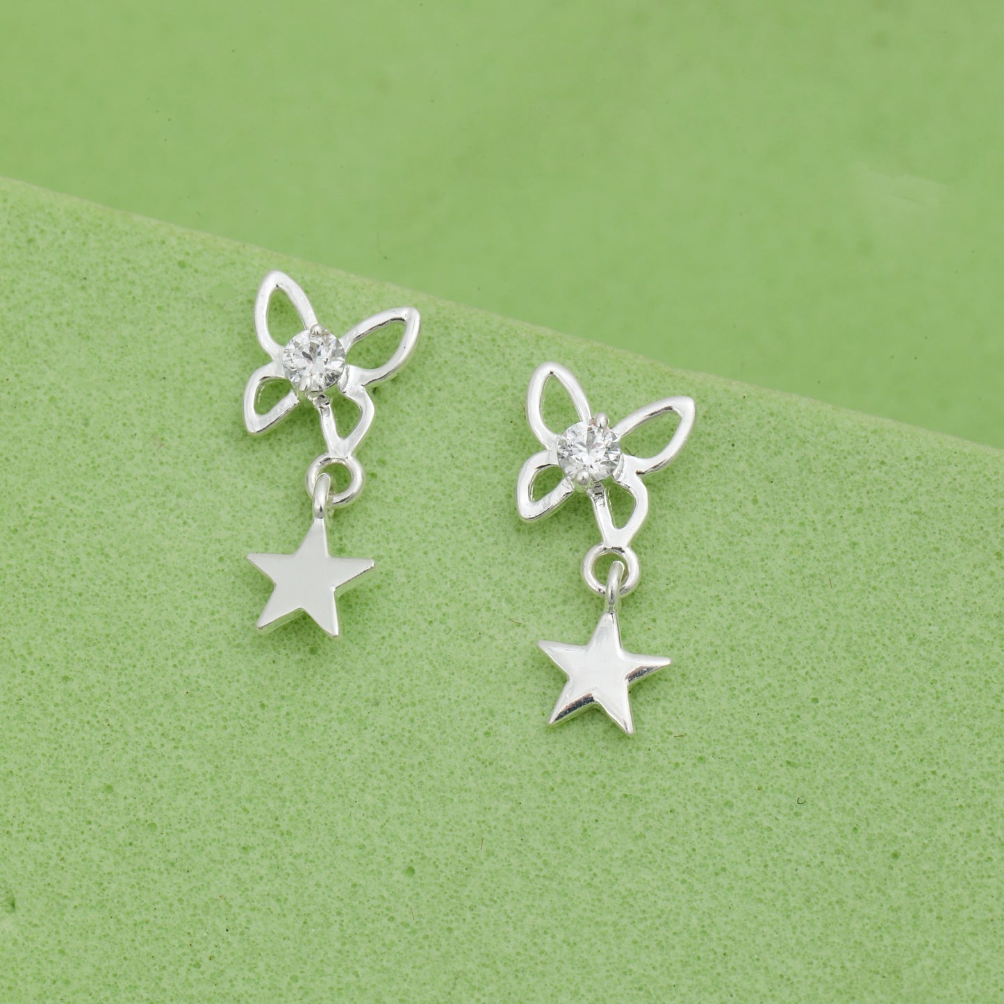 MAIRA Butterfly with Star Drop 925 Sterling Silver Earrings for Women