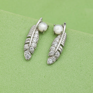 MAIRA 925 Sterling Silver Leaf Drop Stylish Earrings Set for Women