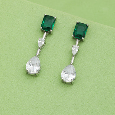 MAIRA Emerald Drop 925 Sterling Silver Workwear Earrings Set for Women