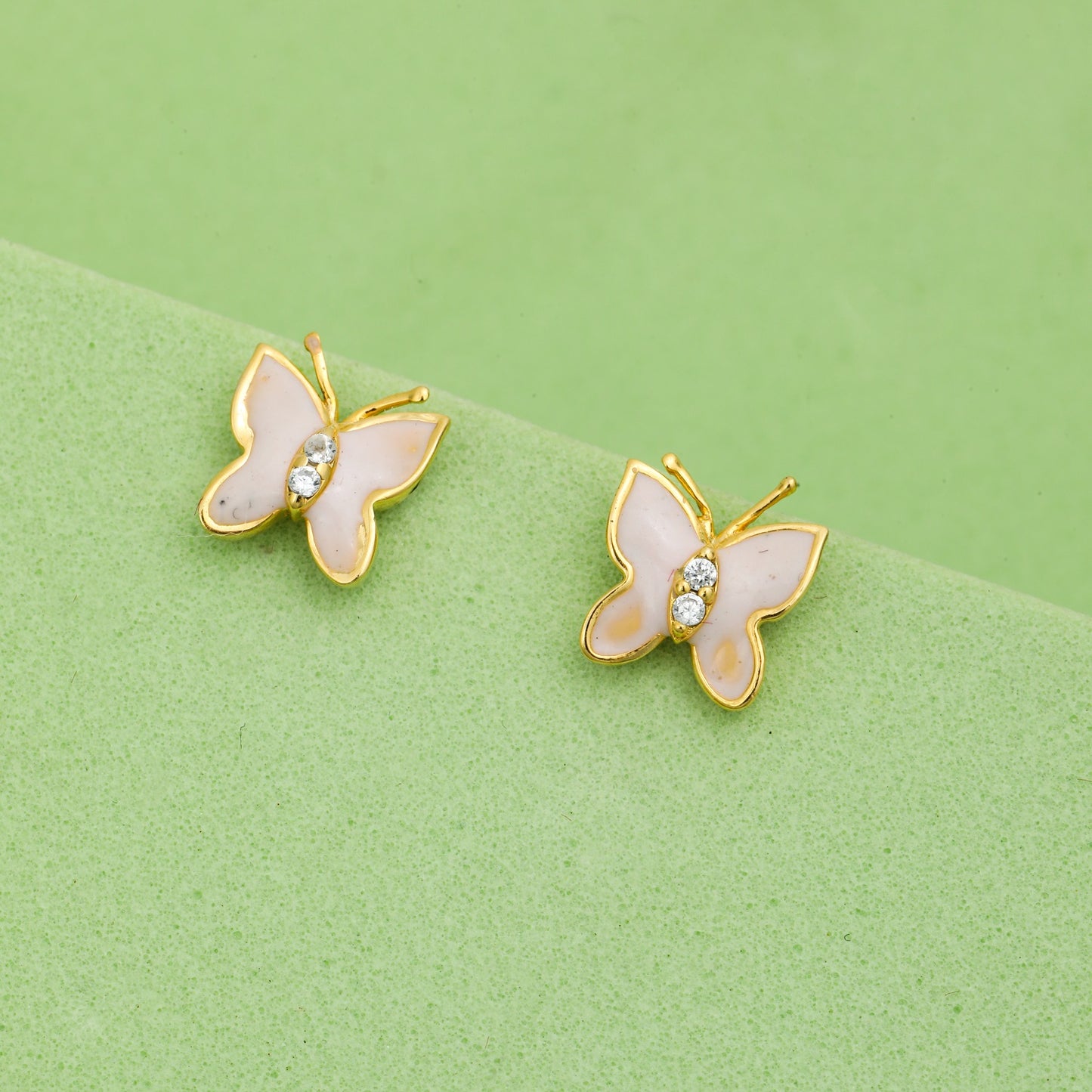 MAIRA 925 Sterling Silver 18K Gold Plated MOP Butterfy Studs Earrings for Women / Valentine Gift for Girls