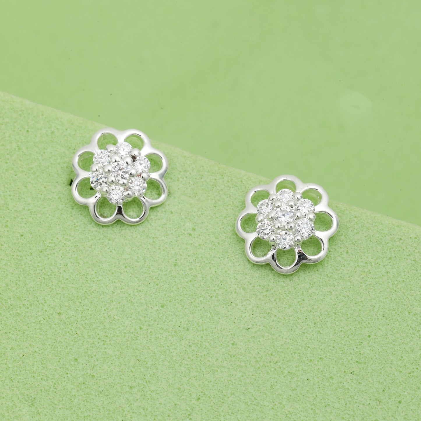 MAIRA Floral 925 Sterling Silver Studs Earrings Set for Girls / Women