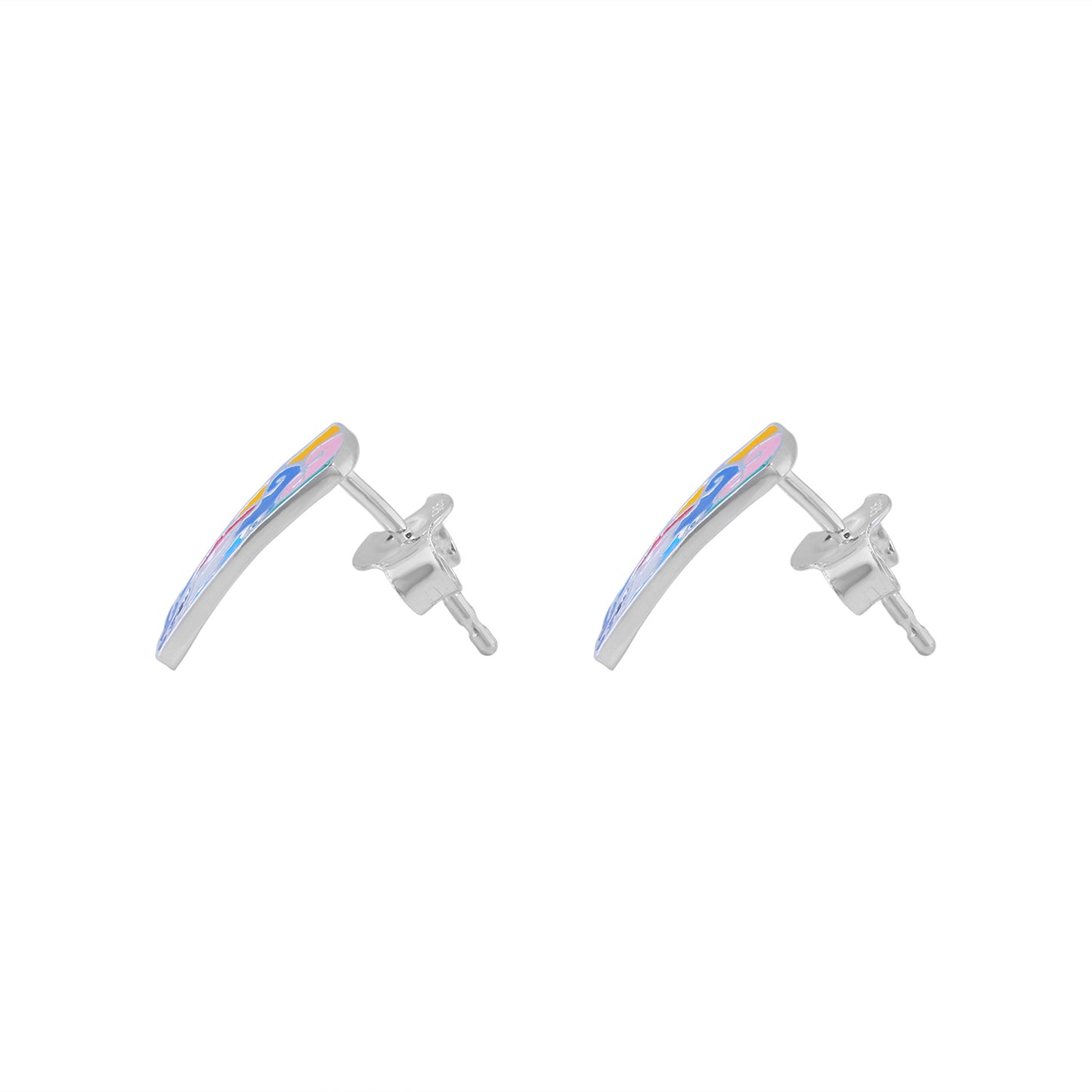 MAIRA 925 Sterling Silver Multicolour Eanamel Stud Earrings For Women & Girls