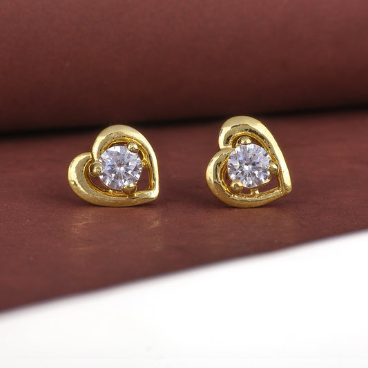 MAIRA 925 Sterling Silver 18K Gold Plated Heart Studs Valentine Gift Earrings for Women / Girls