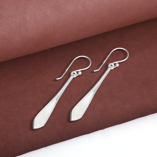 MAIRA Hanging Bar Hoop MOP 925 Sterling Silver Earrings Set for Girls / Women