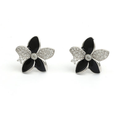 MAIRA 925 Sterling Silver Floral Enamel CZ stones Earrings