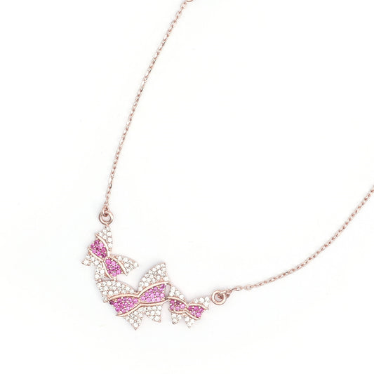 MAIRA Butterfly 925 Sterling Silver Swiss Zirconia Black Beads 18 Inch Chain Necklace Mangalsutra Jewellery / Gift for Women