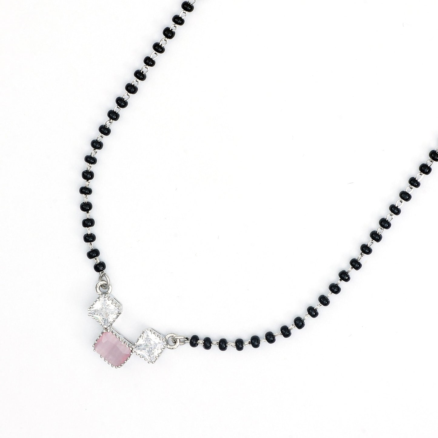 MAIRA 925 Sterling Silver Swiss Zirconia Black Beads Stylish 18 Inch Working Women Mangalsutra Jewellery / Gift for Women