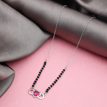 MAIRA 925 Sterling Silver Red Heart Love Dailywear Mangalsutra Jewellery for Women