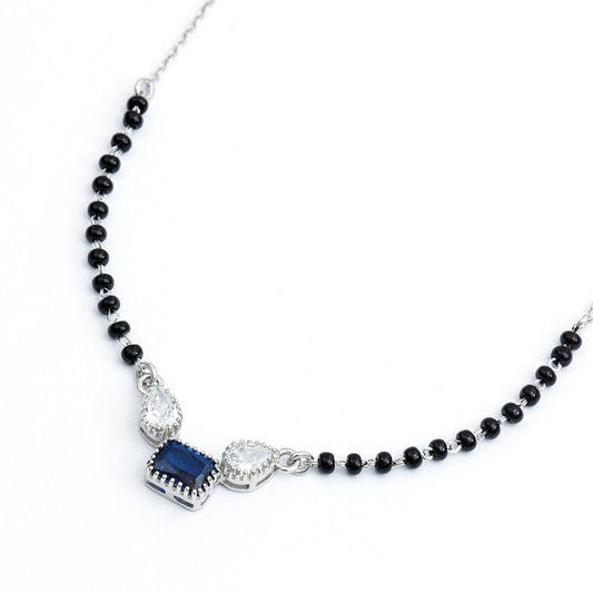 MAIRA 925 Sterling Silver Kala Mani Simple 18 Inch Necklace Mangalsutra Jewellery / Gift for Women