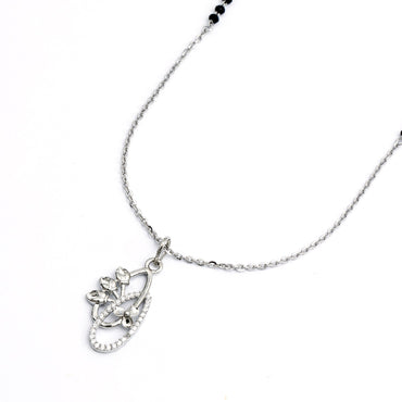 MAIRA Stylish Black Mani 925 Sterling Silver Enamel Pendant 18 inch Mangalsutra Jewellery / Gift for Women