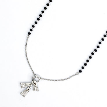 MAIRA Stylish Black Mani 925 Sterling Silver 18 inch Mangalsutra Jewellery for Women