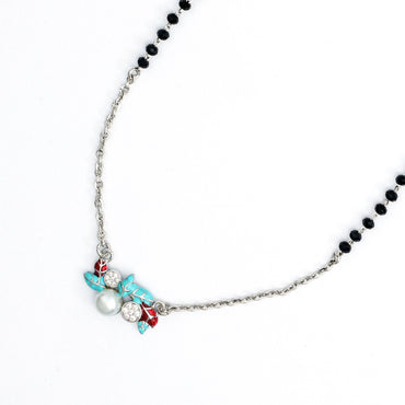 MAIRA Elegant Black Mani 925 Sterling Silver Enamel Pendant 18 inch Dailywear Mangalsutra Jewellery / Gift for Women