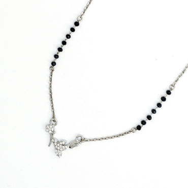 MAIRA 18 Inch 925 Sterling Silver Valentine Floral Necklace Mangalsutra Gift for Women