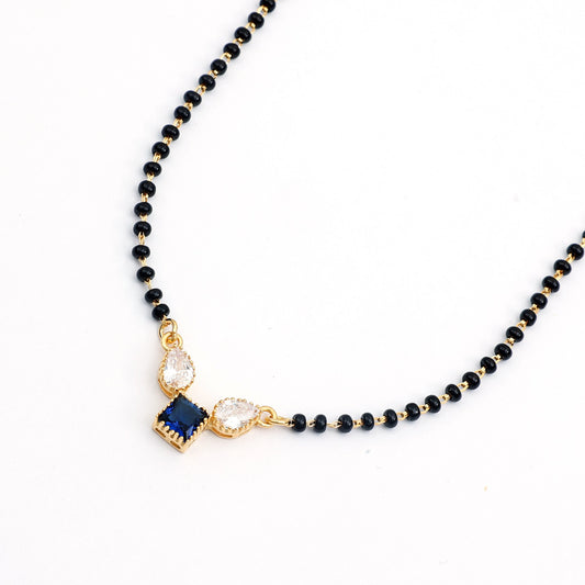 MAIRA Full Black Mani 925 Sterling Silver 18k Gold Plated Mangalsutra for Women