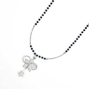 MAIRA Shooting Star Swiss Zirconia Infinity 925 Sterling Silver Pendant Necklace Mangalsutra Jewellery Gift for Women