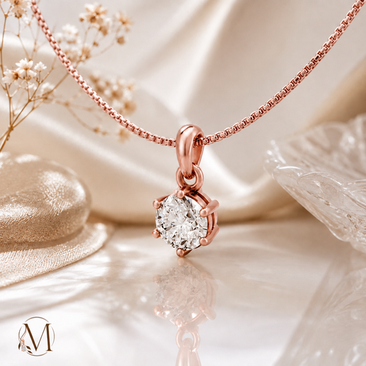 Starlight Solitaire Rose gold plated Pendant Necklace