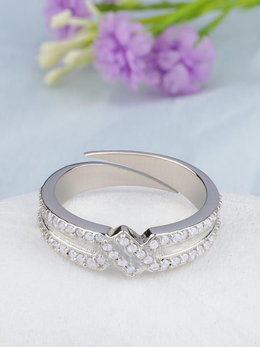 MAIRA 925 Sterling Silver Adjustable Ring For Women & Girls | Hypoallergenic | Valentine Gift For Her | 6 Months Warranty