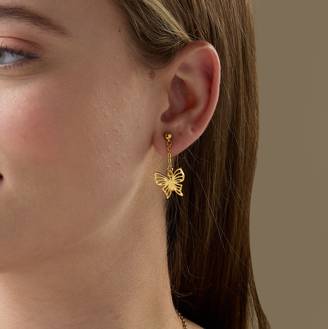 MAIRA 925 Sterling Silver Butterfly 18K Gold Plated Dailywear Hoop Earrings for Women / Valentine Gift