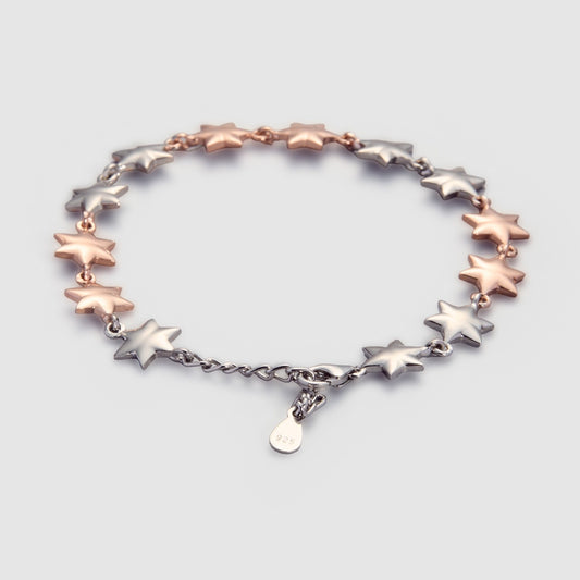 MAIRA 925 Sterling Silver 2 Tone RoseGold Premium Star Bracelet Jewellery / Gift for Women