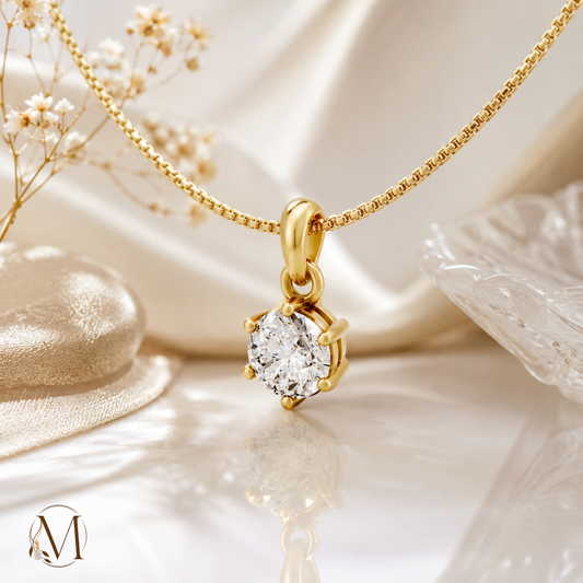 Starlight Solitaire Gold plated Pendant Necklace