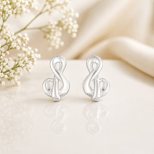 Silver Music Melody Symbol Stud