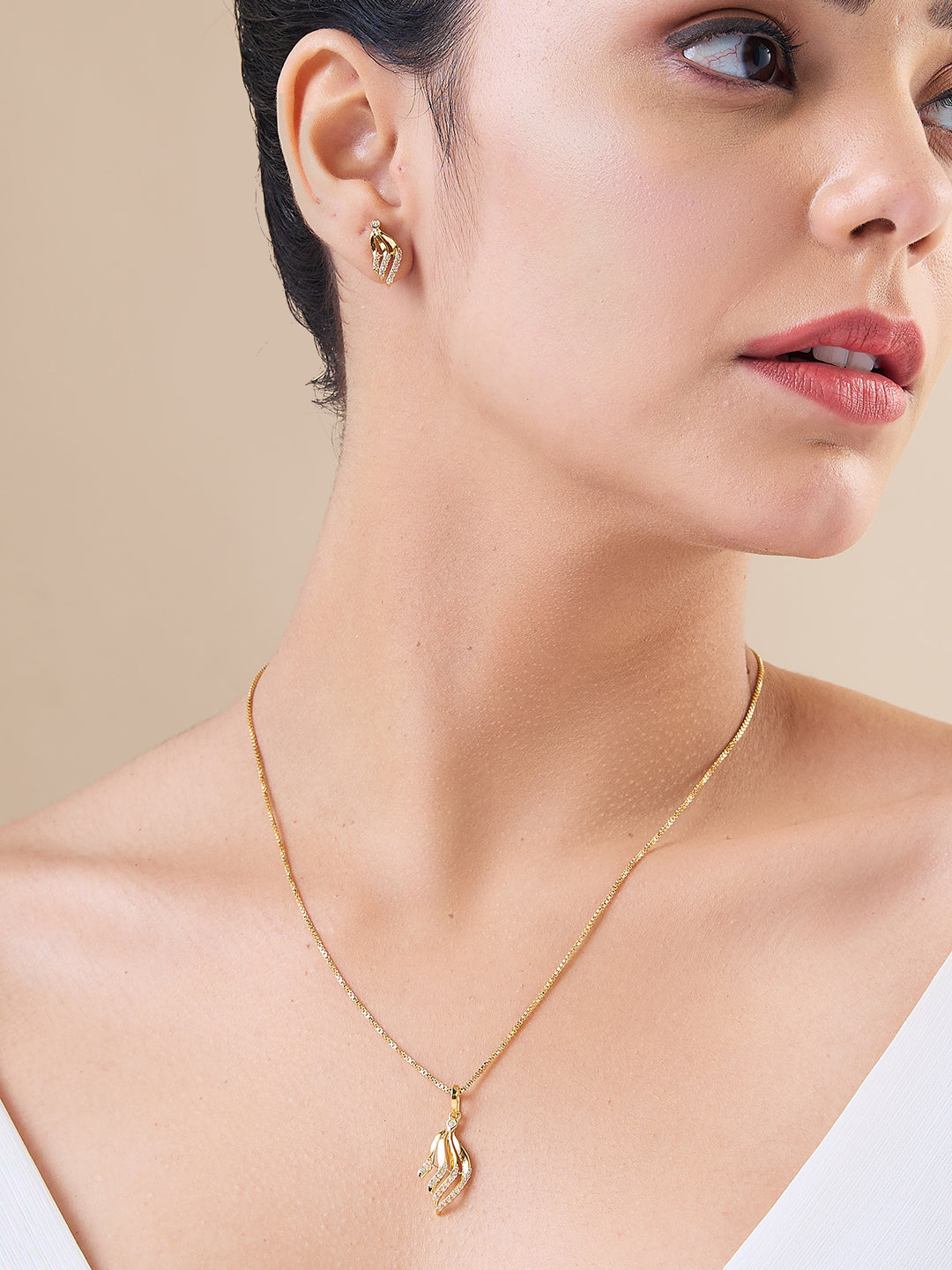 MAIRA 925 Sterling Silver 18kGold plated Necklace With Earrings for Girls / Women