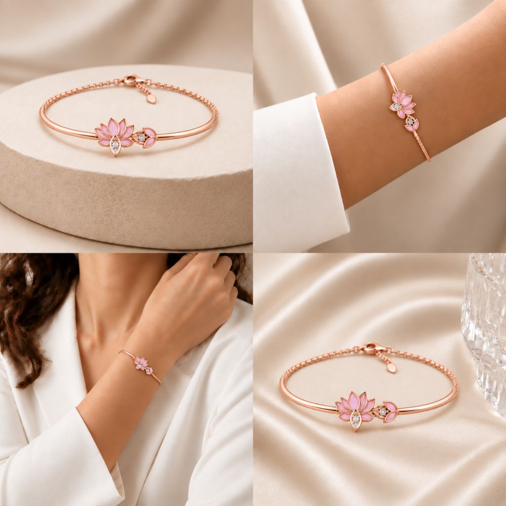 Blush Lotus Rose Gold Plated 925 Sterling Silver Bracelet