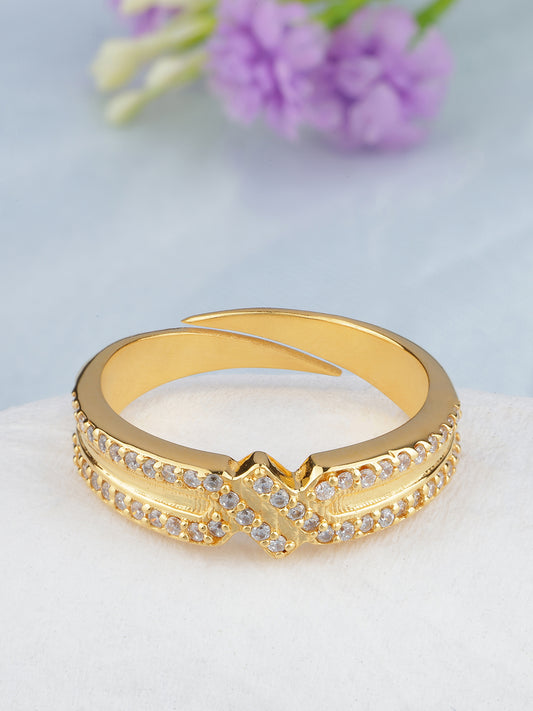 MAIRA 18K Micron Gold Plated Adjustable Ring For Women & Girls | Hypoallergenic | Valentine Gift For Her | 6 Months Warranty