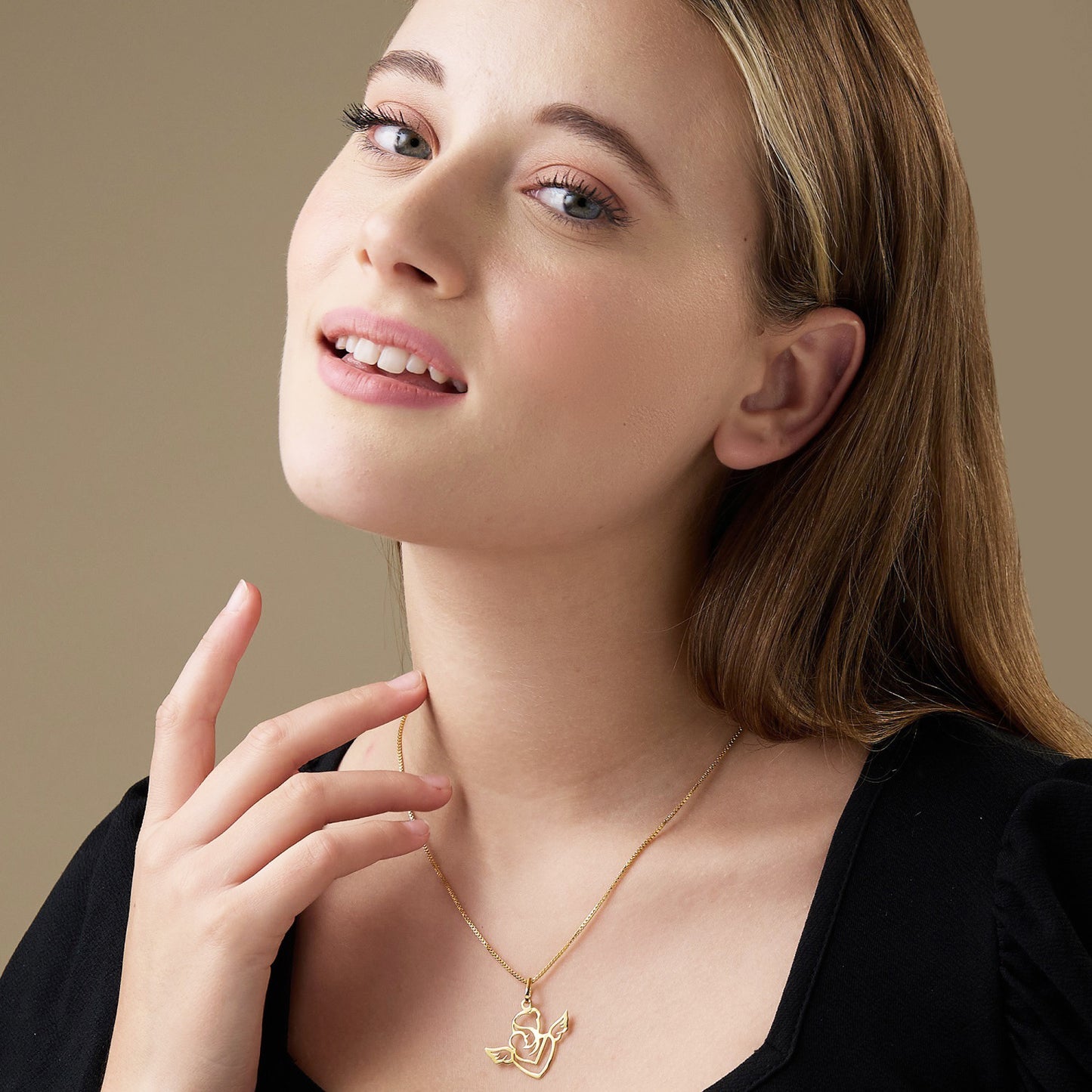 MAIRA Mother Child Fairy Love 925 Sterling Silver Gold Plated Pendant Chain Necklace Jewellery / Gift for Mother