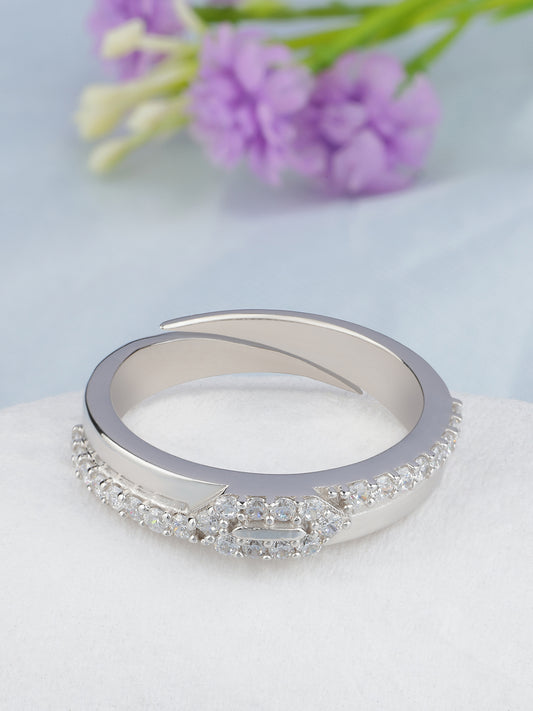 MAIRA 925 Sterling Silver Jewellery Ring with Cubic Zirconia | Hypoallergenic | Anti Tarnish |Valentine Gift For Women & Girls | 6 Months Warranty