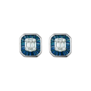 MAIRA Made with Topaz & Swiss Zirconia Elegant Partywear 925 Sterling Silver Studs Earrings for Women / Girls