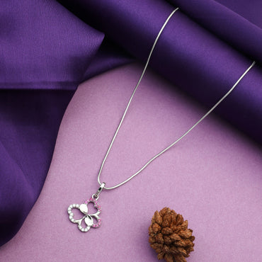 MAIRA Ruby Swiss Zirconia 925 Sterling Silver Pendant Rope Chain Necklace Jewellery Gift for Women / Girls