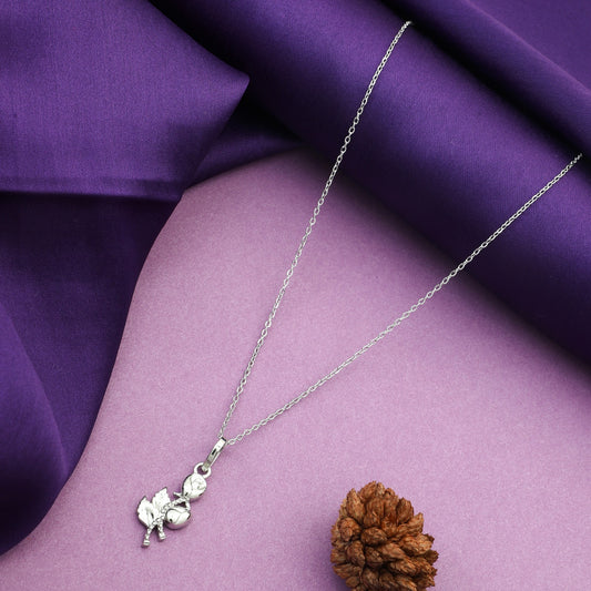 MAIRA 925 Sterling Silver Rose Valentine Gift Pendant Chain Necklace for Women / Girls