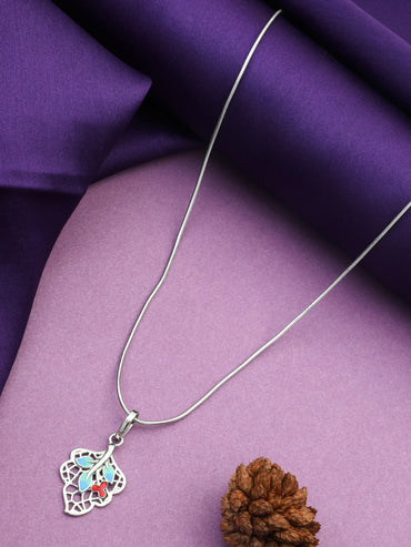 MAIRA Leaf Petal Enamel 925 Sterling Silver Pendant Chain Necklace Jewellery / Gift for Girls