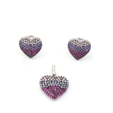 MAIRA 925 Sterling Silver With Multicolour Pendant with Earrings Set for Girls / Women