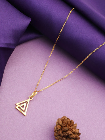 MAIRA Twin Pyramid Gold Plated 925 Sterling Silver Pendant Chain Necklace Jewellery / Gift for Women