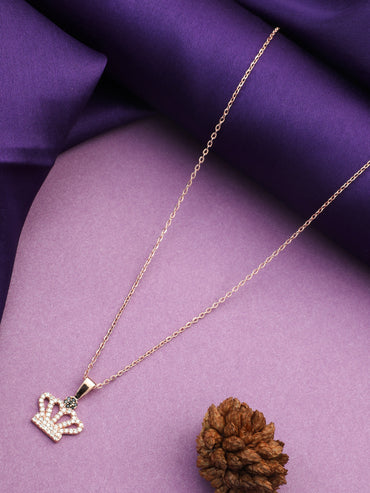 MAIRA Rose Gold Plated Crown 925 Sterling Silver Pendant Chain Jewellery Necklace / Gift for Women/Girls