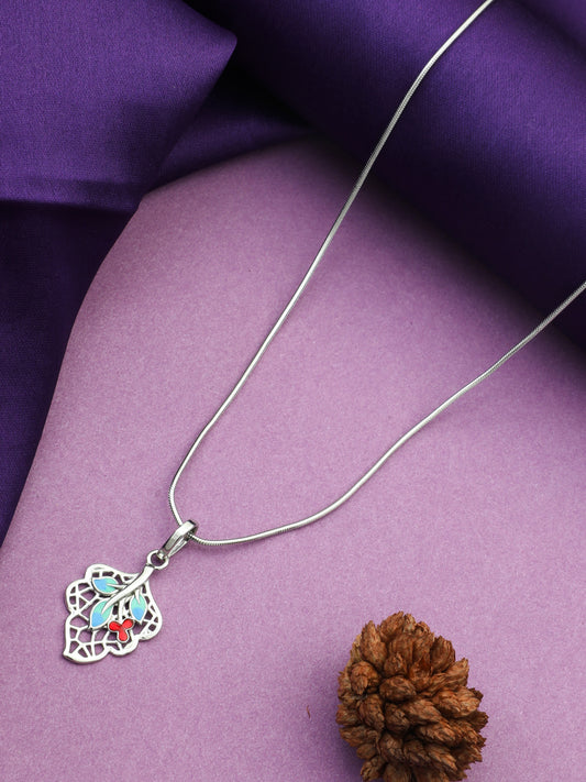 MAIRA Leaf Petal Enamel 925 Sterling Silver Pendant Chain Necklace Jewellery / Gift for Girls