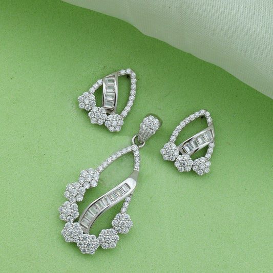 MAIRA 925 Sterling Silver Valentine Pendant with Earrings Set for Girls / Women