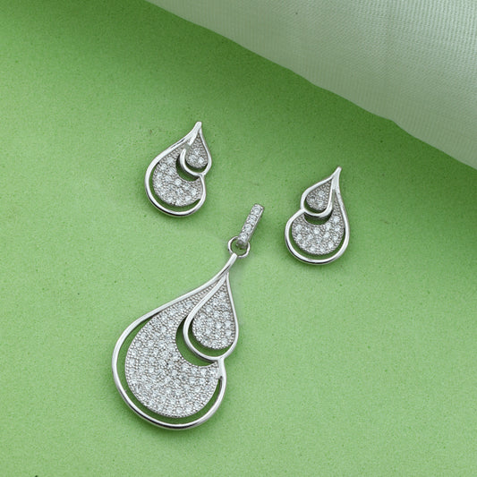 MAIRA 925 Sterling Silver Valentine Pendant with Earrings Set for Girls / Women