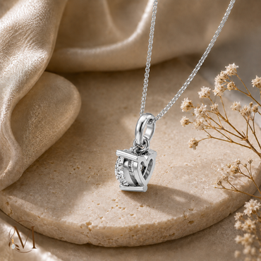 Luminous Heart Rhodium Pendant Necklace