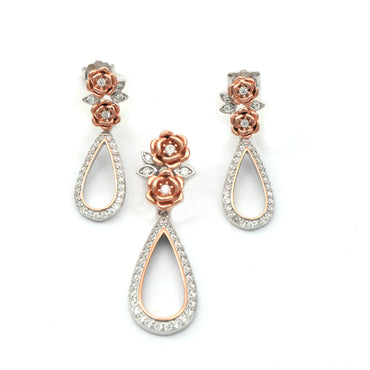 MAIRA 925 Sterling Silver 18K Gold Plated Valentine Pendant with Earrings Set for Girls / Women