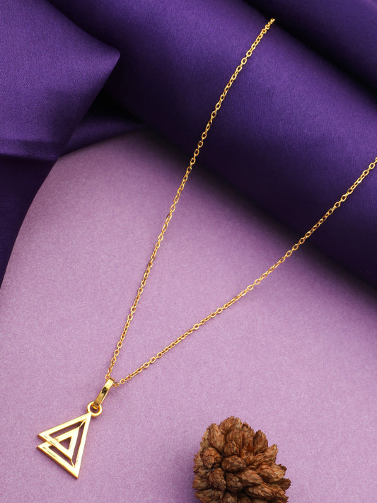 MAIRA Twin Pyramid Gold Plated 925 Sterling Silver Pendant Chain Necklace Jewellery / Gift for Women
