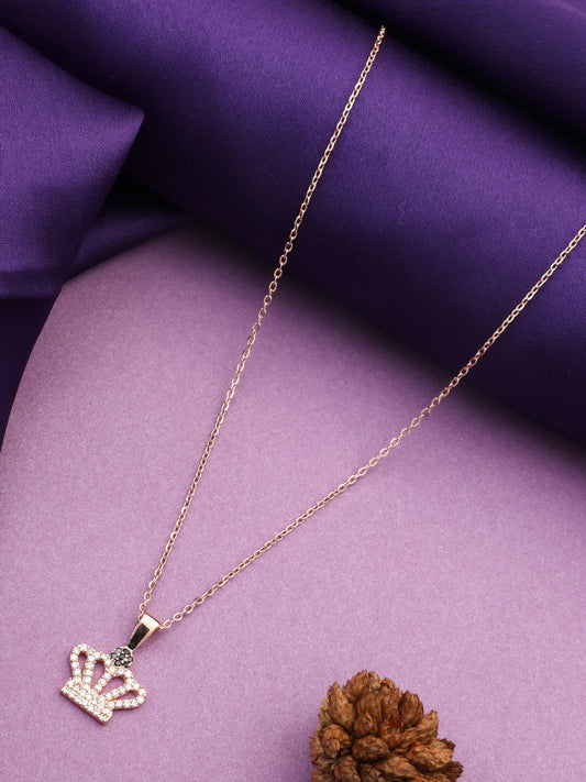 MAIRA Rose Gold Plated Crown 925 Sterling Silver Pendant Chain Jewellery Necklace / Gift for Women/Girls