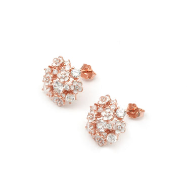 MAIRA Rose Gold Swiss Zirconia 925 Sterling Silver Floral Earrings for Women / Gifts for Girls