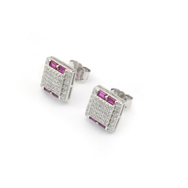 Maira Sterling Silver Royal Crimson Mosiac Earrings